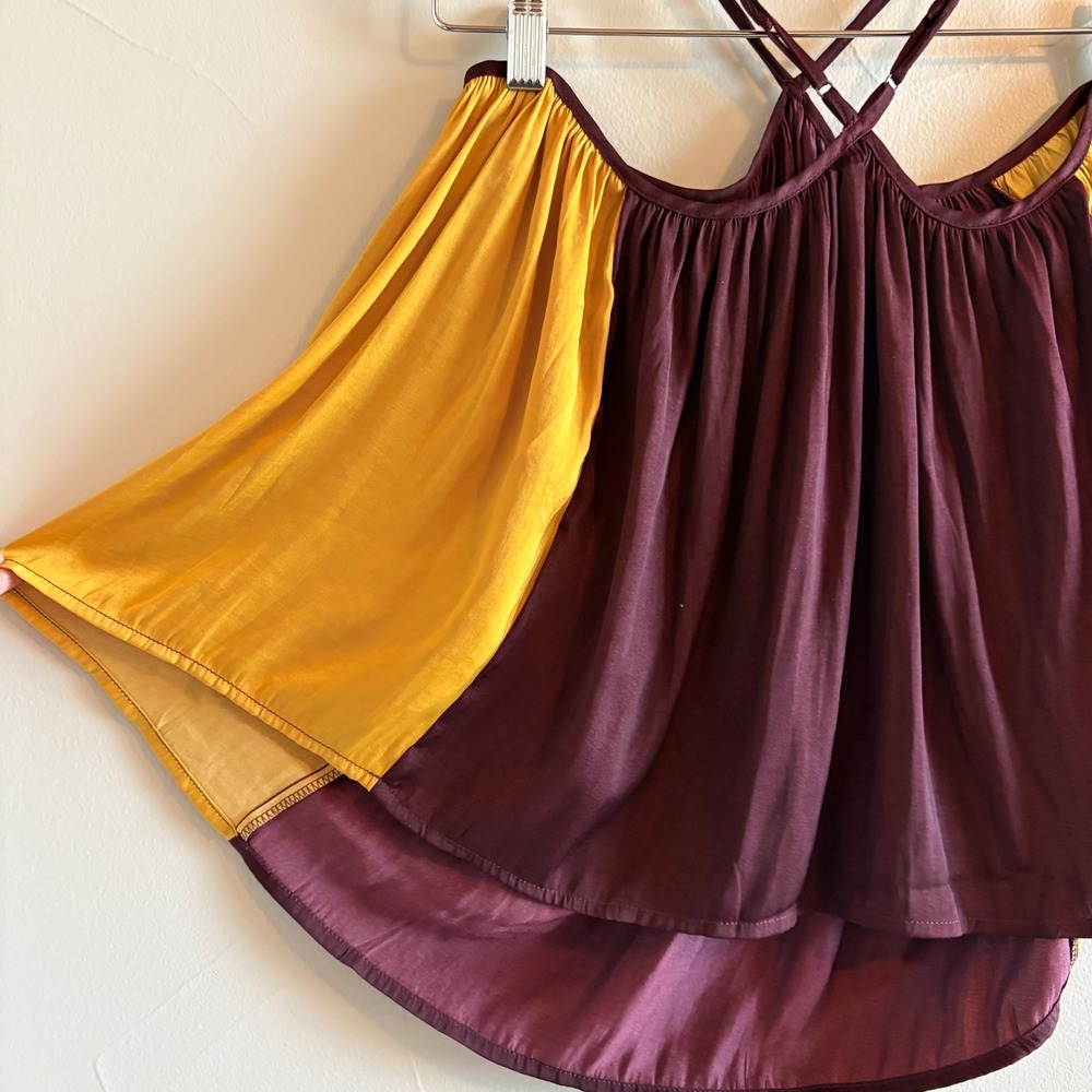 Banana Republic Womens Colorblock Cold Shoulder Halter Top Burgundy Yellow S NEW - Picture 3 of 10